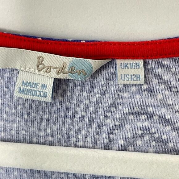 Boden Polkadot  white Midi Elastane Viscose polkadot stretch Dress 12 #04 - Picture 8 of 9